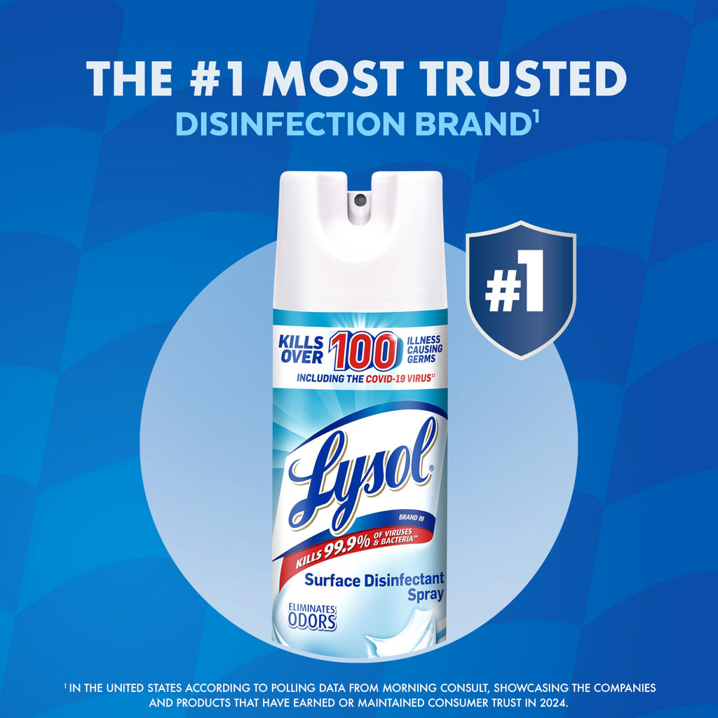 Lysol Disinfectant Spray, Household Essential Cleaning Supplies, Multi-Purpose Room Spray, Antibacterial Sanitizer Spray, Upholstery Deodorizer, Home and Bathroom, Crisp Linen,19 Fl Oz (Pack of 12)