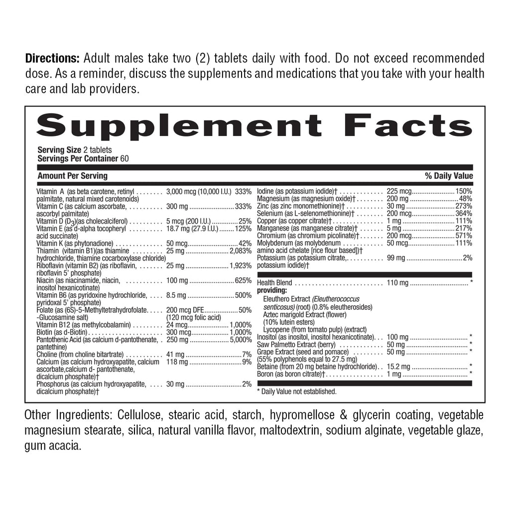 Country Life Max for Men Multivitamin: Iron-Free, Gluten Free, Saw Palmetto, Lycopene, Daily Support for Energy, Heart & Men's Health,120 Vegetarian Tablets