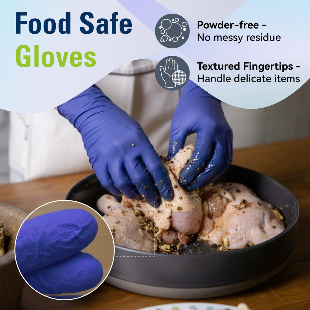 SWIFTLITE Disposable Nitrile Gloves, Food Safe, Latex-Free Powder-Free, Kitchen Rubber Gloves for Cooking, Cleaning and Food Prep (Medium, 300)