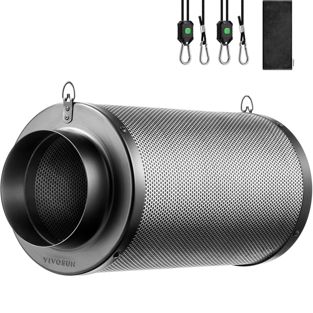 VIVOSUN 6" Pro Carbon Filter & Pre-Filter 455 CFM for Inline Fan, Black