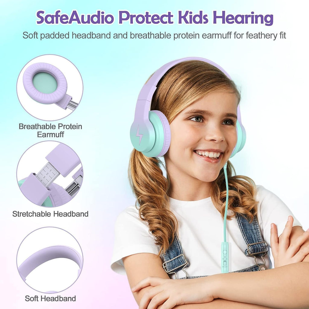 Candy Bila Wired Kids Headphones for School, Over-Ear for Boys Girls