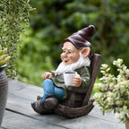 OwMell Gnome Statue for Garden Decor, Funny Drinking Coffee Gnomes Outdoor