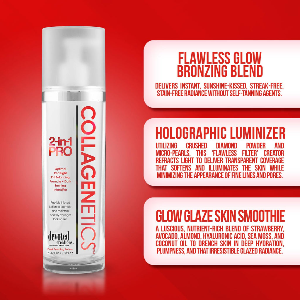 Collagenetics 2 in 1 Pro Red Light Therapy Prep Lotion & Tan Acc