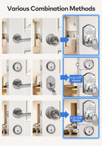 TEEHO TE003 Keyless Entry Keypad Door Lock with Handle, Electronic Digital Smart Locks for Front Door, Smart Door Knob with Code for Bedroom, Auto Lock, Passage Mode, Easy to Install, Satin Nickel