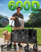 40" Extra Large Collapsible Wagon Cart 550 lbs Capacity Big Wheels Black