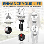 Cane Hero Walking Cane, Ready Walker Cane with Light and Alarm, Smart Walking Cane for Women, Adjustable Suitable for Arthritis Disabled and Elderly, with Cushioned T Handle and Swivel Four Pedestal