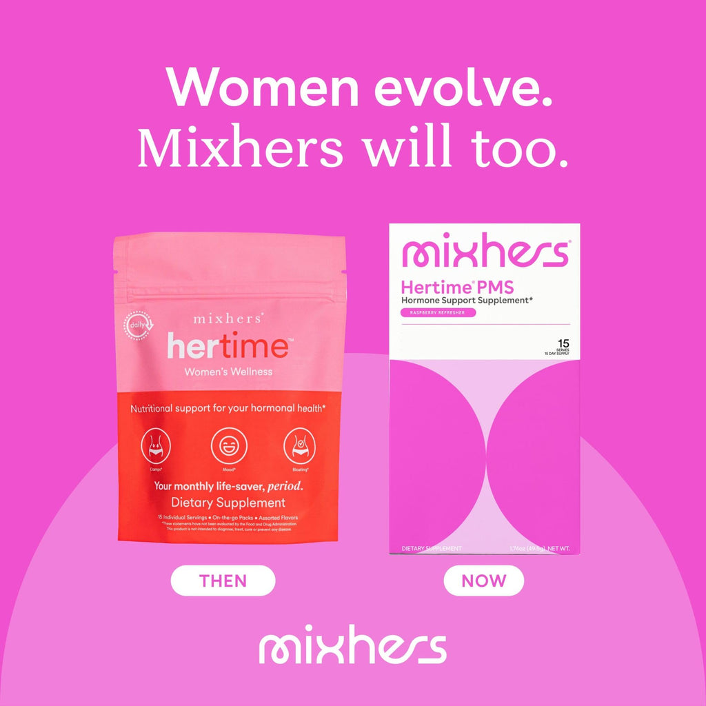 MIXHERS Hertime PMS - Supports a Healthy Menstrual Cycle - with Minerals, Peony Roots, Siberian Ginseng - Sugar-Free - 15 Drink Packets - Raspberry Lemonade