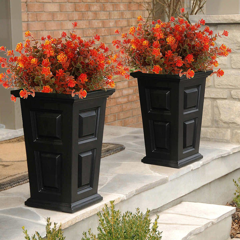RECUTMS Artificial Fall Mums Flowers No Fade Faux Autumn Plants Outdoor 8Pc