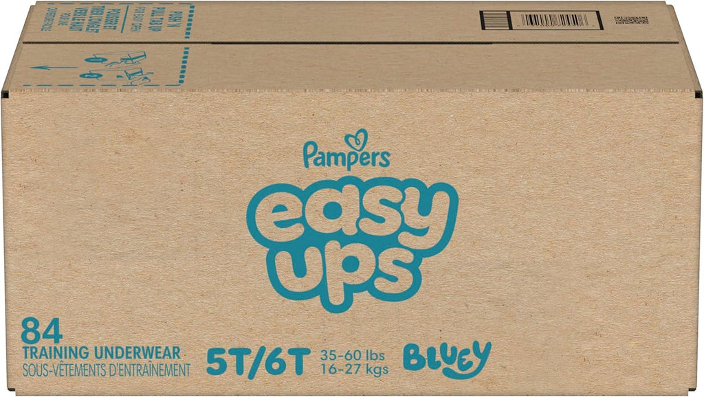 Easy Ups Girls & Boys Potty Training Pants, Size 7 (5T-6T), 84 Count, Bluey Absorbent Pull Up Training Underwear, Up to 100% Leakproof Day and Night, Hypoallergenic