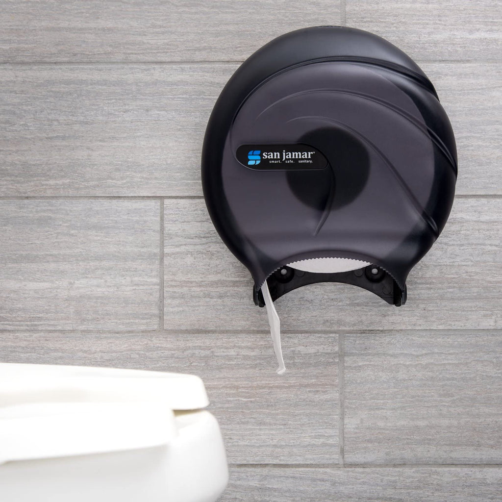 San Jamar Oceans Plastic Single Jumbo Bath Tissue Dispenser, 3.25" Core, Black Pearl