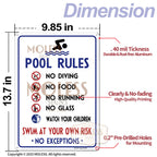MOLESS 2 Pack Pool Rules Signs Outdoor – 14x10 Inch Pool Signs for Outside, Durable 0.040 Aluminum Weatherproof & UV Protected, Easy to Mount for Pool Safety, 2378-White
