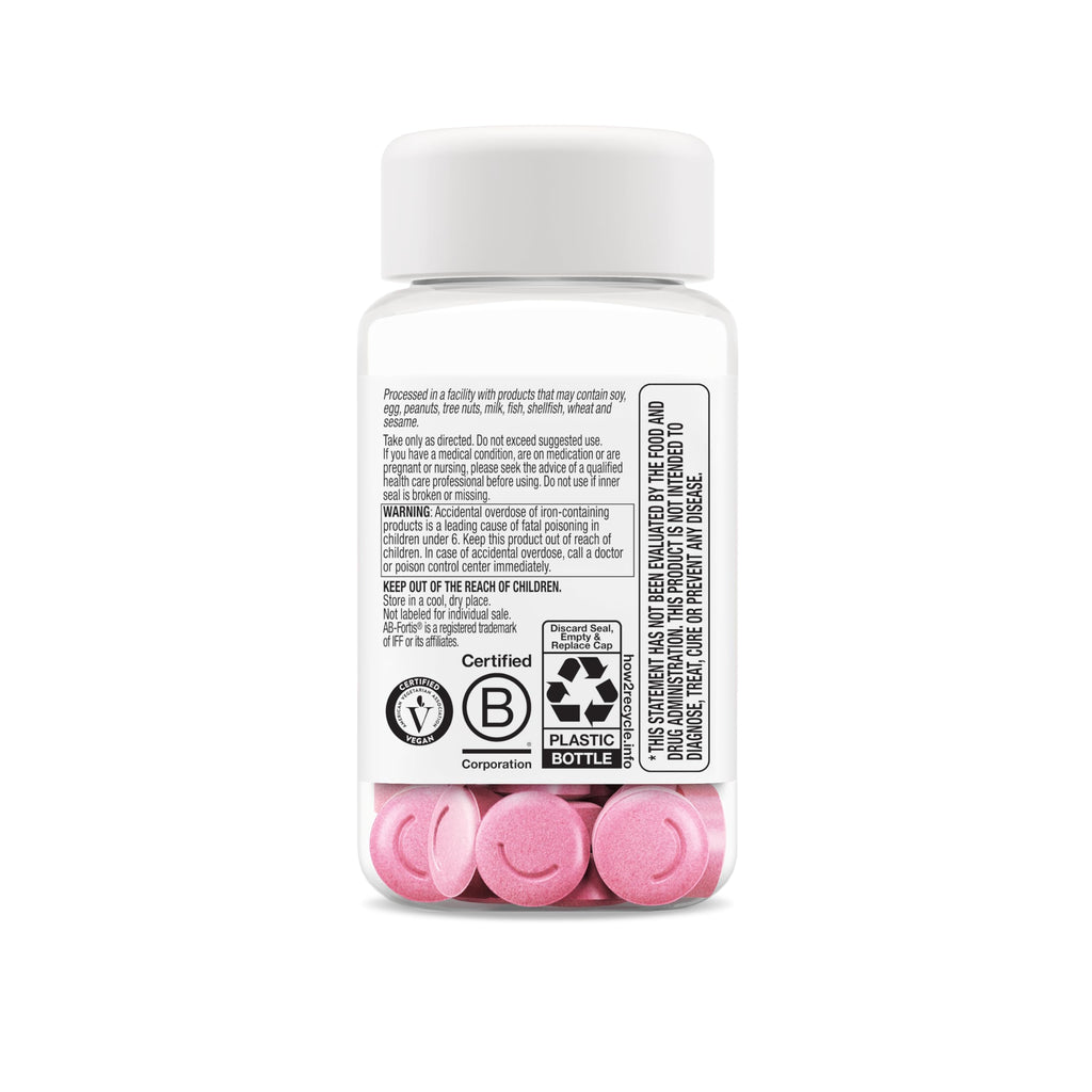 OLLY Delightful Iron Chewable Tablet, Iron Supplement from AB Fortis, Fruit Punch Flavor, 30 or 20 Day Supply - 60 Count (Pack of 2)