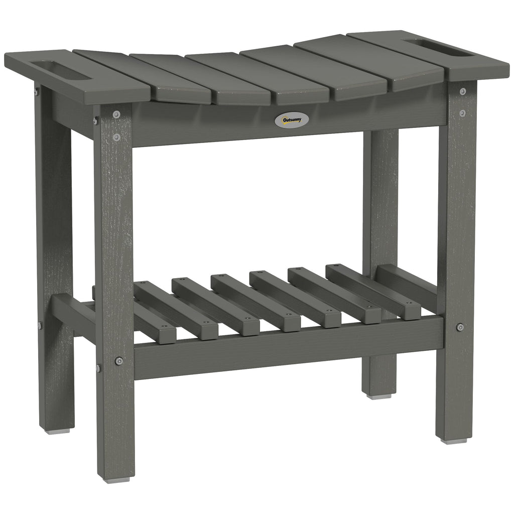 Outsunny Shower Bench for Inside Shower, HDPE Shower Stool with Handle, Storage Shelf, Non-Slip Pads, Waterproof Foot Stool for Indoor Outdoor, Dark Gray