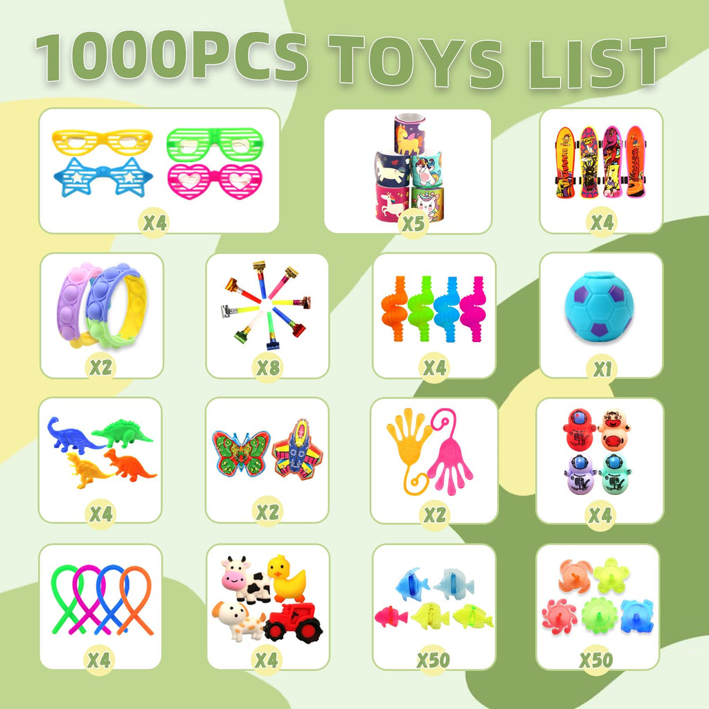 Kopiry 1000Pcs Kids Party Favors Bulk Fidget Toys for Goodie Bags Pinata Fillers, Treasure Box Toys for Classroom Prizes, Carnival Birthday Stocking Stuffers, Prize Box Toys for Boys Girls