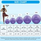 APEXUP Yoga Ball Exercise Ball, Anti Slip Stability Ball Chair, Heavy Duty Large Gym Ball for Fitness, Balance, Core Workout and Physical Therapy (S (15"~18") 45cm, Purple)