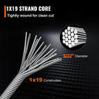 VEVOR 5/32 Stainless Steel Cable, 500FT T316 Wire Rope 1x19 Marine Grade Steel Cable for Deck Railing Brackets Handrail Stair DIY Balustrade