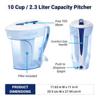 ZeroWater 10-Cup Pitcher Water Filter Removes PFOA/PFAS