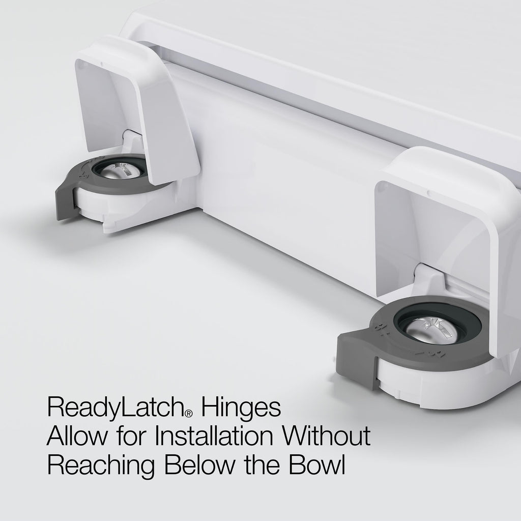 "KOHLER 4636-RL-95 Cachet ReadyLatch Elongated Toilet Seat Slow Close, Soft Close Toilet Seat Quiet Lid, Contoured Grip-Tight Bumpers Installation Hardware, Apartment Essentials, Ice Grey "