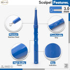 Sterile Disposable Dermal Curettes, Easy Peel Packing - Box of 10 (3.00 mm)