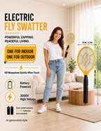 Electric Fly Swatter 2 Pack, Handheld Bug Zapper Racket for Mosquito & Insects, High Voltage Instant Kill, Lightweight Battery Powered Mosquito Zapper for Home, Patio and Camping