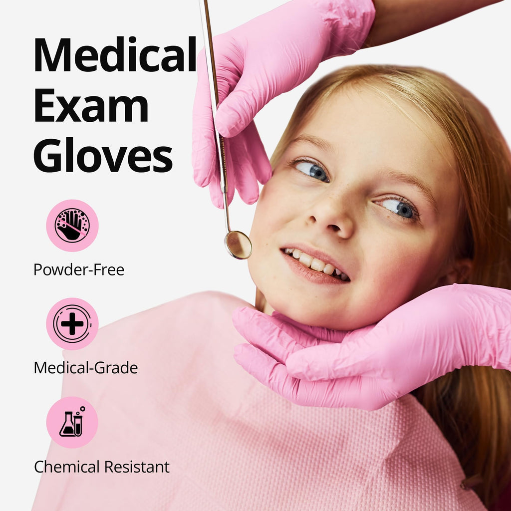 SwiftGrip Pink Nitrile Gloves, 3-mil, Industrial Gloves Disposable Latex Free, for Cleaning & Esthetician, Rubber Powder-Free, 1000-ct Case (Small) Small (Pack of 1000)