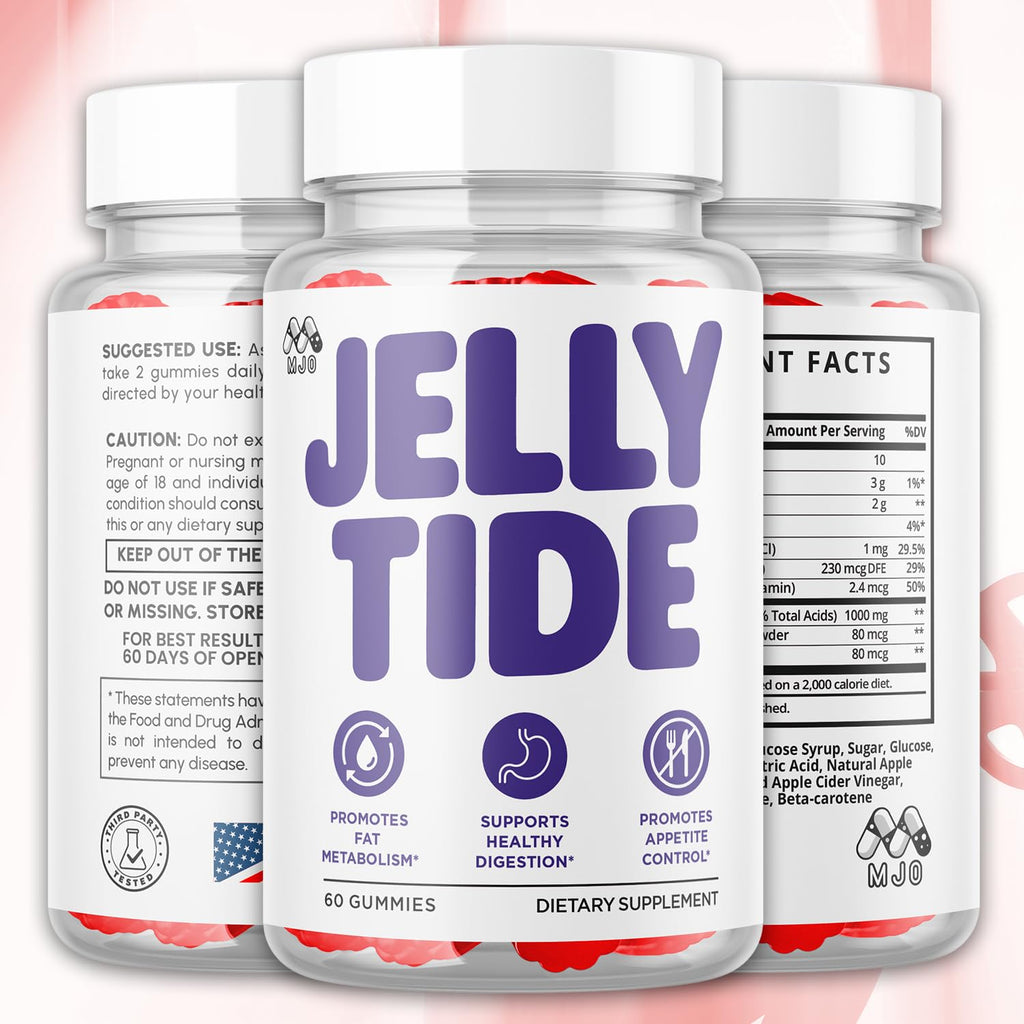 Jelly Tide Gummies, Official Jellytide Weight Management Gummys with Natural Ingredients, Jellytide Advanced Health & Wellness Gummys with Maximum Strength Active Lifestyle Multivitamins (60 Gummies)
