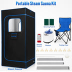 X-Vcak Upgraded Portable Sauna of Relaxation, Steam Sauna for Home with Steamer, Pairs Remote Control, Folding Chair, 9 Levels, 2.6’ x 2.6’ x 5.9’