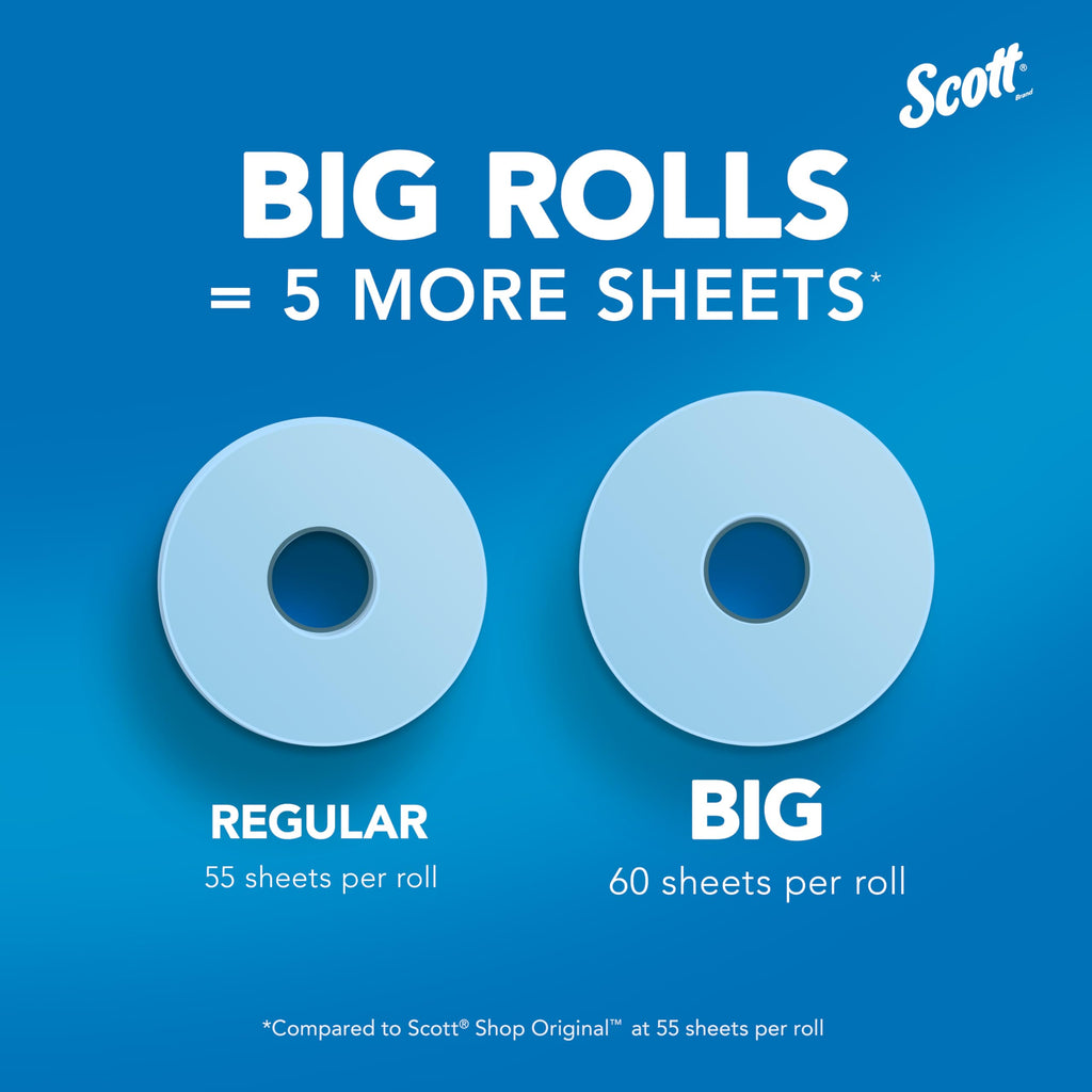 Scott Shop Original Blue Towels (55990), Large 9.4”x11 Cloth-like Paper Towel, 4 packs of 6 (60 Sheets/Roll, 24 Big Rolls/Case, 1,440 Sheet Total)