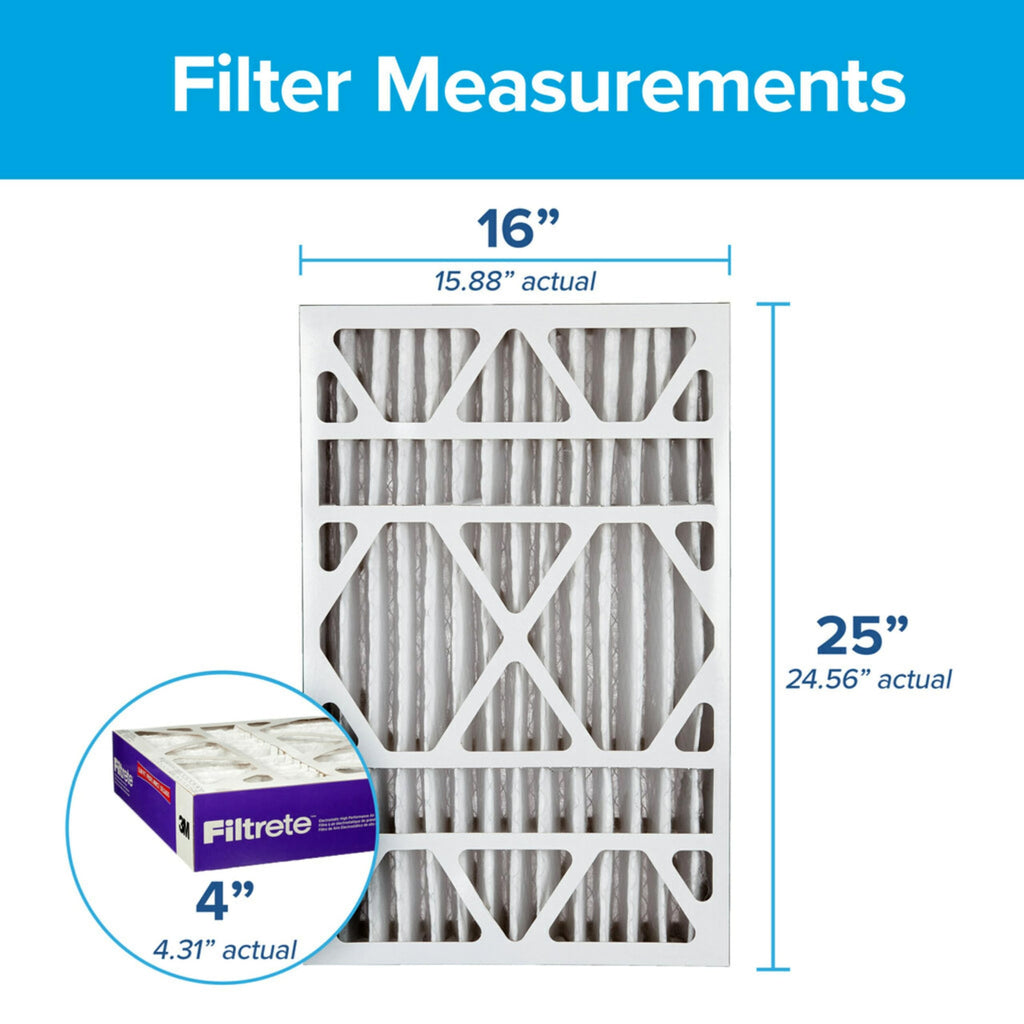 Filtrete 16x25x4 AC Furnace Air Filter, MPR 1550, MERV 12, Fits Lennox & Honeywell, CERTIFIED Asthma & Allergy Friendly, Electrostatic Air Cleaning Filter, 4-Pack (actual size 15.88 x 24.56 x 4.31)