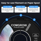 Comgrow PLA 3D Printer Filament, 3D Printer PLA Filament 1.75mm, Dimensional Accuracy +/- 0.02 mm, 2 Rolls of 1KG Spool PLA Grey