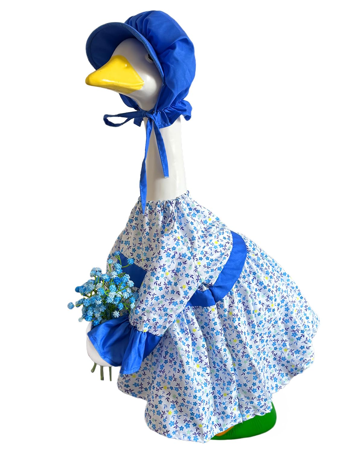 Fall Summer Porch Goose Outfits, Floral Dress & Hat Fits 23" Statue