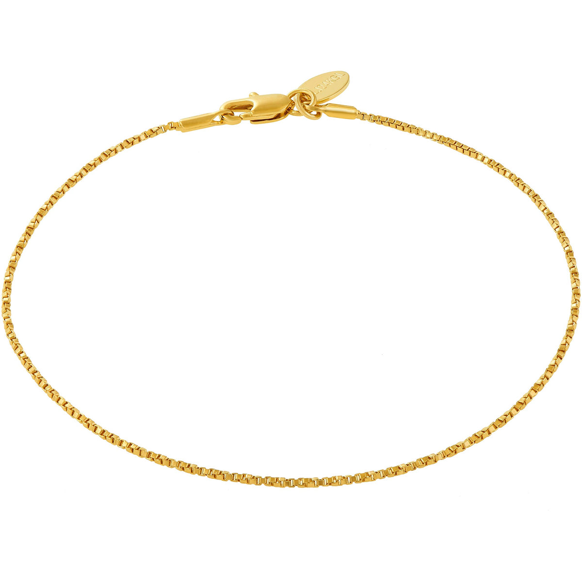 LIFETIME JEWELRY Twisted Box Chain Anklet for Women and Men 24k Real Gold Plated (Gold, 10)