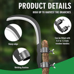 Steel Straw Sickle with Replaceable Wooden Handle Function, Manganese Steel Blade, Handheld Gardening Tools Multipurpose Gardening Weeding Grass and Farming Portable Safety Sickle