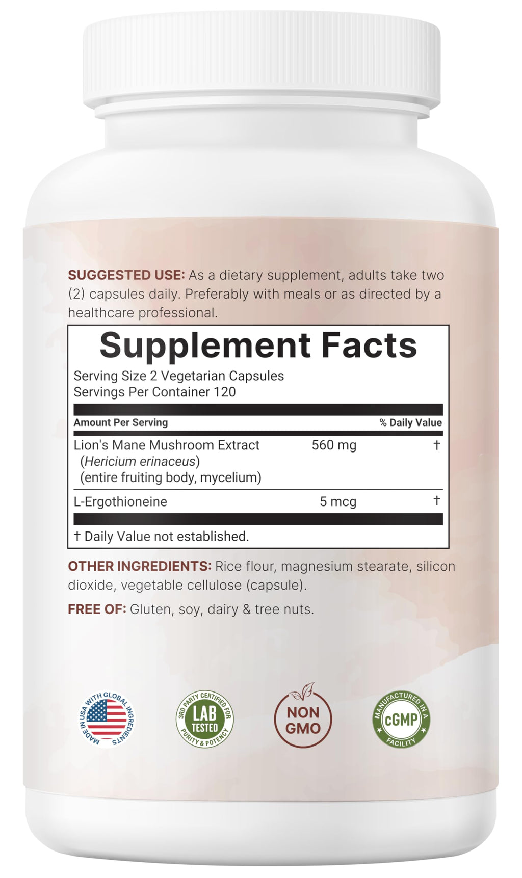 Micro Ingredients Lions Mane Supplement Capsules, 240 Veggie Capsules with L-Ergothioneine, 4 Month Supply | Non-GMO