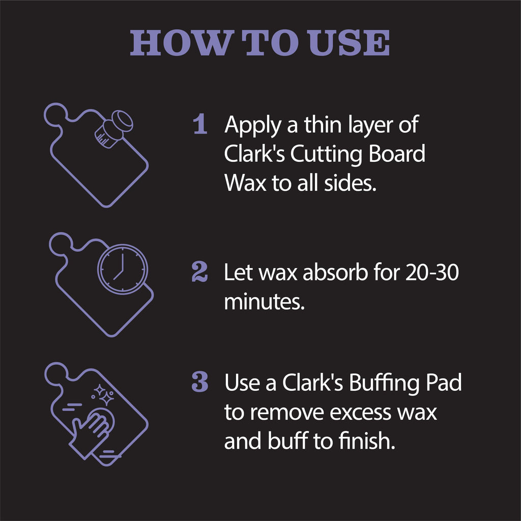 CLARK'S Cutting Board Wax - 2-in-1 Wood Butter & Food Grade Mineral Oil with Beeswax – Butcher Block Conditioner for Cutting Boards – Lavender & Rosemary Essential Oil Scent – Made in USA, 6oz