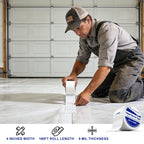 New luwang Vapor Barrier Tape,4 Inch x 180' Roll,Crawl Space Vapor Barrier, White Polyethylene Moisture Barrier Tape, Waterproof Seal & Seam Tape for Underlayment, Insulation & Plastic Liners(1Roll)