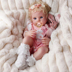 BABESIDE Reborn Baby Dolls Bettie - 17 Inch Soft Body Realistic Baby Doll Girl Lovely Awake Blond Curly Hair Girl Doll Handmade Real Life Baby Dolls with Gift Box for Kids Age 3+ Collectors