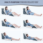 Yojoker 4PCS Orthopedic Bed Wedge Pillow Set for Sleeping, Post Surgery Foam Pillow for Body, Back and Leg Pain Relief, Triangle Adjustable Support Pillow - Acid Reflux Sleeping Pillows Navy