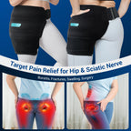 Comfytemp Hip Ice Pack Wrap for Sciatica Pain Relief, Hip Replacement After Surgery, Reusable Gel Ice Pack for Injuries, Hot Cold Compress Recovery Items Physical Therapy Men Women, Black (L/XL/2XL)