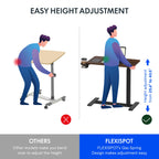 FLEXISPOT H7 Adjustable Overbed Bedside Table with Wheels Pneumatic Mobile Standing Desk Laptop Desk Rolling Computer Cart Movable Table Hospital Home Use(27.6" W x 15.7" D, Mahogany Table)