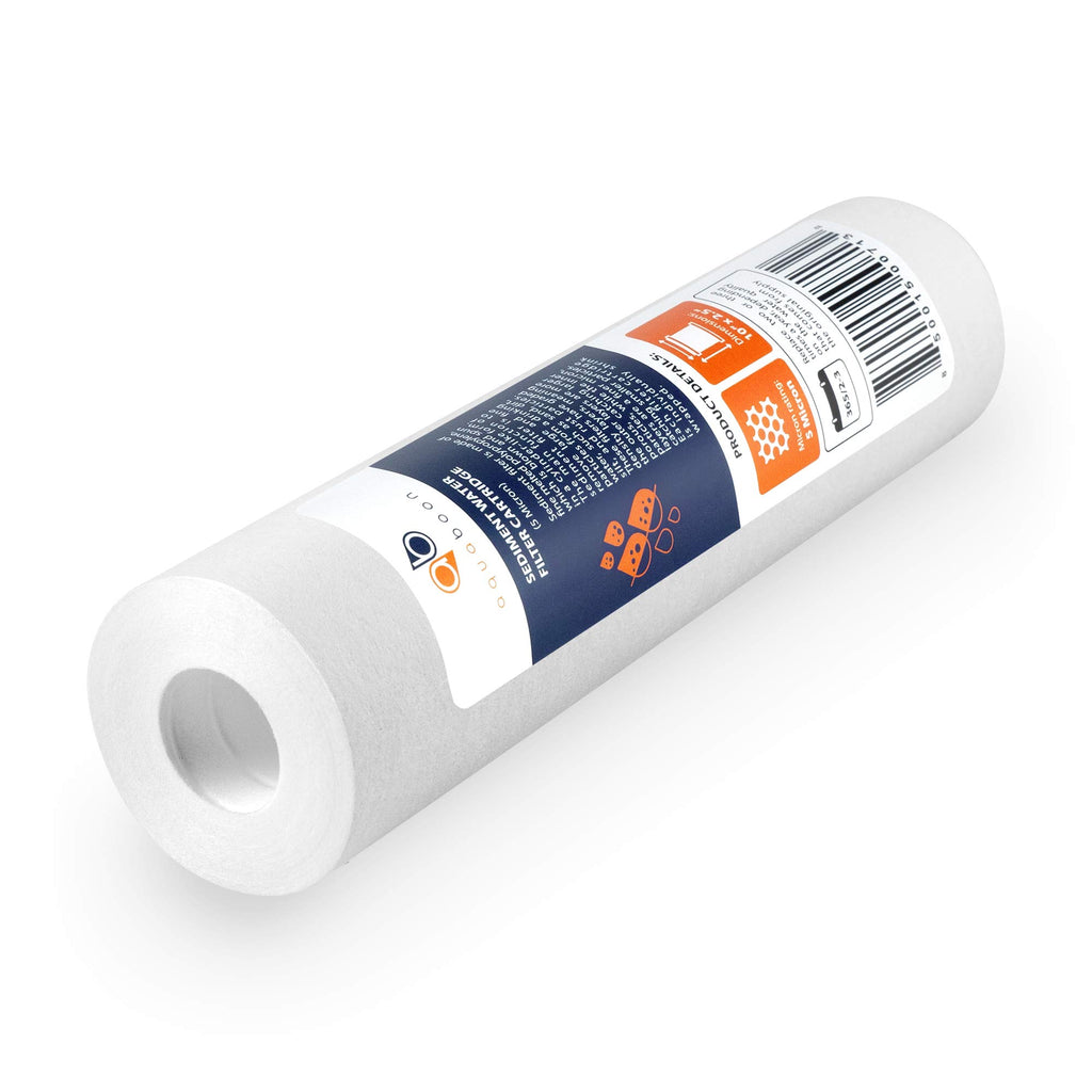Aquaboon 5 Micron 10 x 2.5 Sediment Filter - Whole House Water Filter Replacement Compatible with Well Water Filters - P5, AP110, WHKF-GD05, 4 Pack
