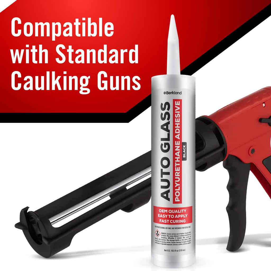 Berkland Polyurethane Windshield Adhesive, Black - Fast Curing Glass Glue