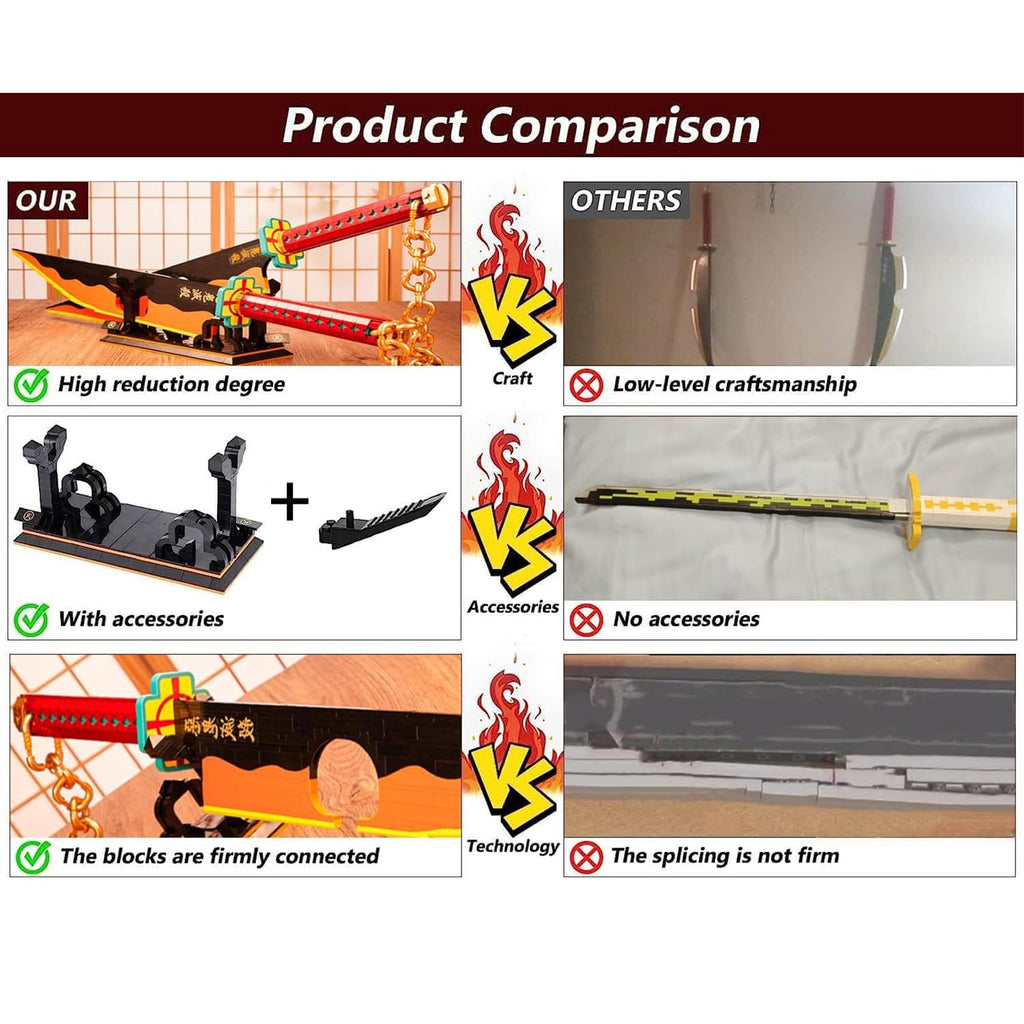 Kravkind 1478pcs, 82inch for Sword Building Block Model, Samurai Sword Set with Scabbard and Stand, Best Gift for Anime Fans