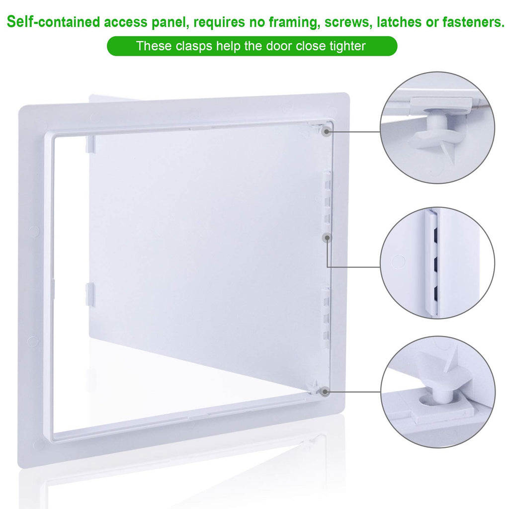 PNKKODW Plastic Wall & Ceiling Access Panel, 14 x 14 Inch, Reinforced Hinged, Removable, White