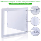 PNKKODW Plastic Wall & Ceiling Access Panel, 14 x 14 Inch, Reinforced Hinged, Removable, White