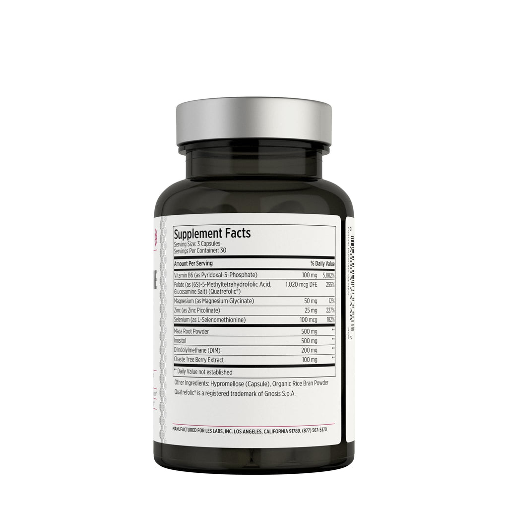 LES Labs Female Hormone Balance Supplement Hormone Support for Women with Inositol, DIM, Vitex, Chaste Tree, Vitamin B6 & Folate Menstrual Cycle & Fertility Support 90 Capsules Non-GMO