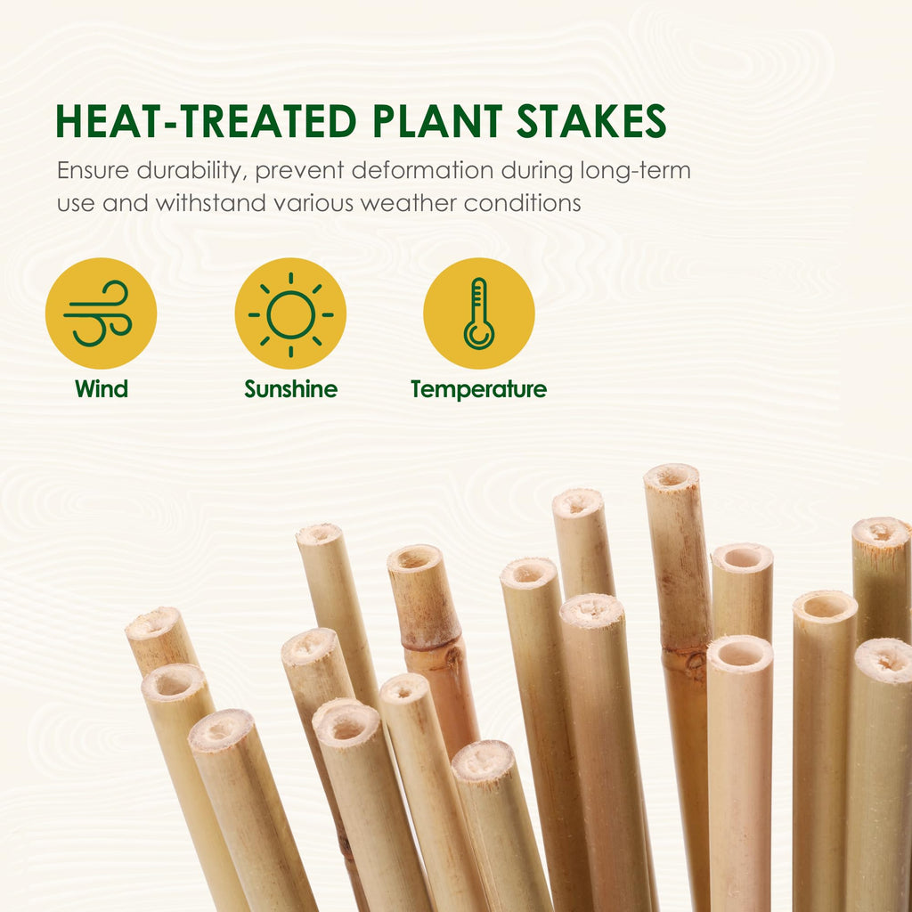 Cambaverd Bamboo Stakes 3ft, 50 Pack Garden Stakes, Bamboo Sticks for Plant