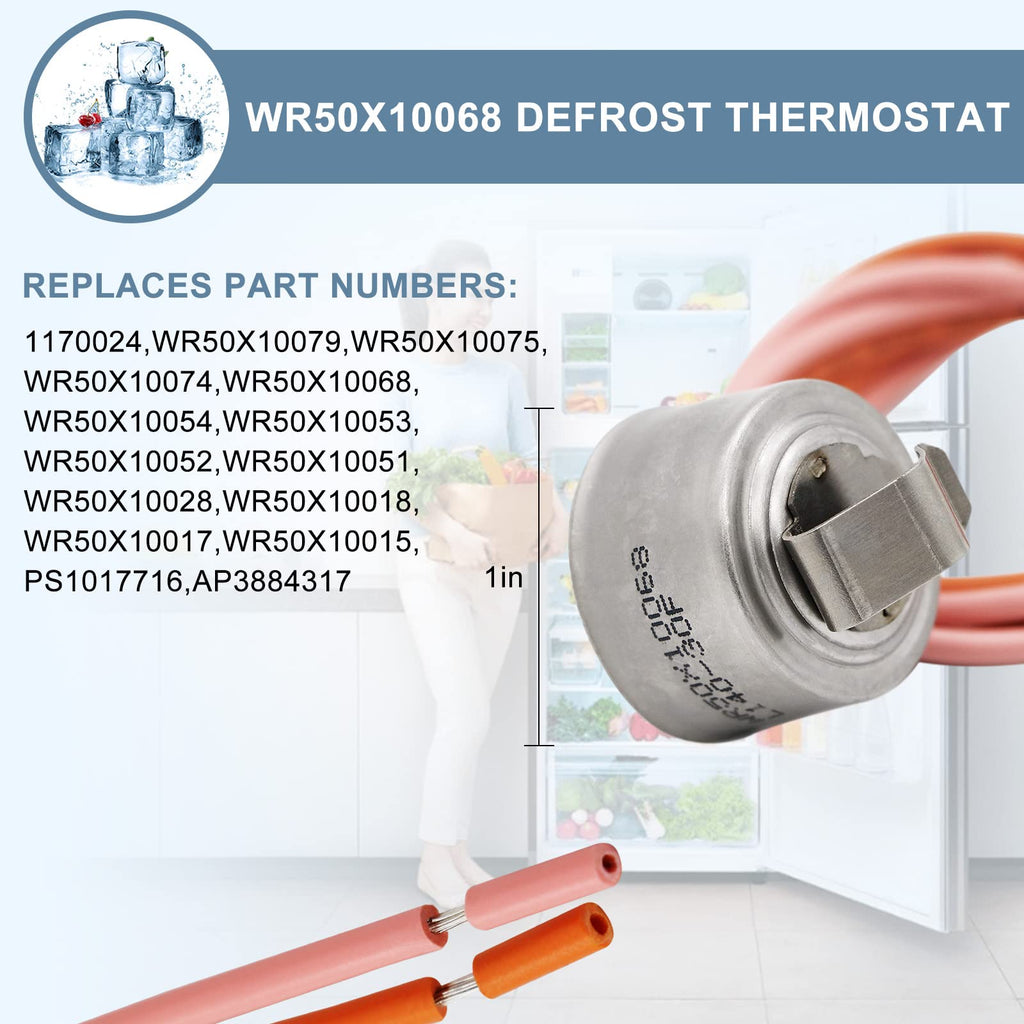 AMI PARTS WR51X10055 Refrigerator Defrost Heater Kit, Temperature Sensor WR55X10025, High Limit Thermostat WR50X10068 Replacement Compatible with General Electric