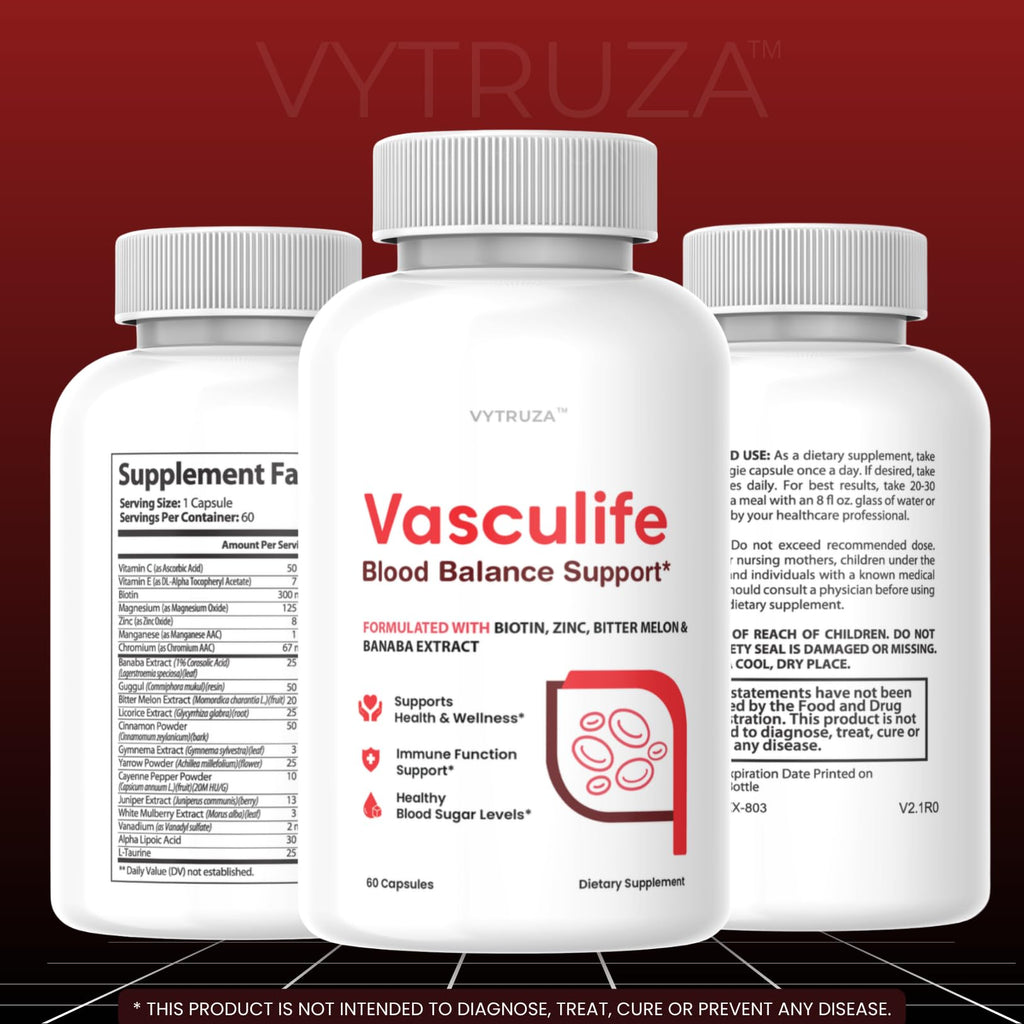 VYTRUZA Vasculife Blood Balance Support* - Vasculife Capsules Advanced Formula Blood Health Support Supplement Supports Blood Flow and Blood Circulation*, 60 Capsules