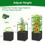 Laodier 3 Pack Tomato Cages, Square Tomato Trellis with 17 Gallon Grow Bags,47IN Tall Heavy Duty Tomato Plant Support Stakes for Garden Climbing Vegetables Flowers Fruits (Extra-Bold, 3 Pack)